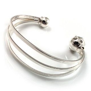 Silver Tone Crystal Cuff Bangle: Cuff Bracelets: Jewelry