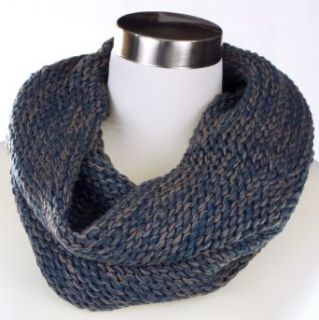 Thick Knitted Solid Color Loop Around Cylinder Scarf for Women, Blue at  Womens Clothing store
