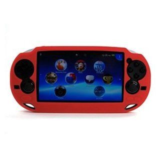 Case Star  Hard Case/Cover plus 1 PCS of LCD Screen Protector for Playstation PS VITA (PCH 1000) (Silicone Red+ Clear LCD Screen Protector) Playstation Vita Video Games
