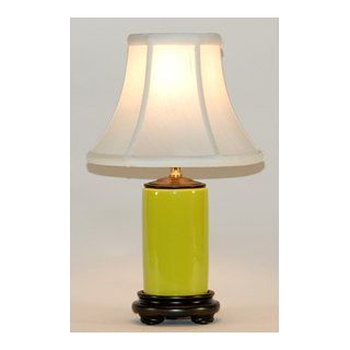 Small Traditional Avocado Green Porcelain Accent Table Lamp    