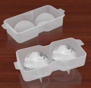Ice Ball Mold   Silicone Ice Ball Maker   Transparent Ice Ball Tray   Makes 2 Spherical Ice Balls   Great for Scotch, Whiskey, Cocktail and Any Drink   Fill Tray, Press Cap Into Mold & Freeze   Also Customize the Ice Ball   Lifetime Guarantee: Kitchen 