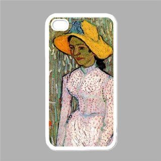 Young Girl Standing Against A Background Of Wheat By Vincent Van Gogh White Iphone 4   Iphone 4s Case: Cell Phones & Accessories