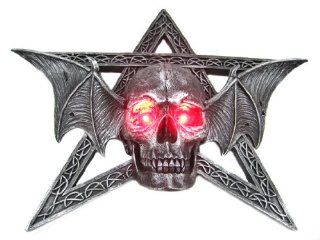 Pentagram Wall Hanging W/ Bat Wings & Light Up Skull  