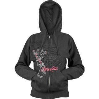Speed and Strength Cat Out'a Hell Women's Hoody Zip Casual Wear Sweatshirt   Heather Charcoal / X Large: Automotive