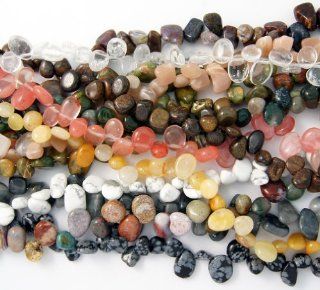 10 Strands of Mix Natural Top Drilled Gemstone Beads. Beads Are Approximately 8 16mmx6 14mm, 16 Inch Strand with Temporary Jump Rings At the End. : Other Products : Everything Else
