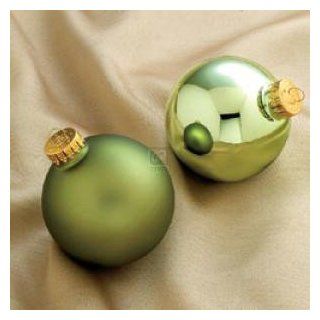 Two Tone Sage Green Glass Ball Ornament Set Of 6   Decorative Hanging Ornaments