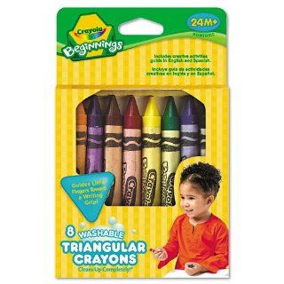 Crayola : Beginnings Washable Triangular Crayons, Wax, 8 Per Box  :  Sold as 2 Packs of   1   /   Total of 2 Each: Office Products