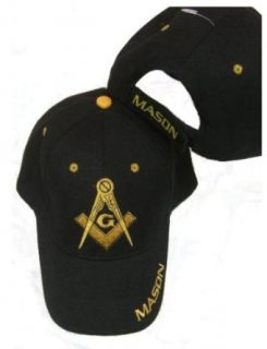 Freemason Embroidered Black Adjustable Hat Mason Masonic Lodge Baseball Cap: Clothing