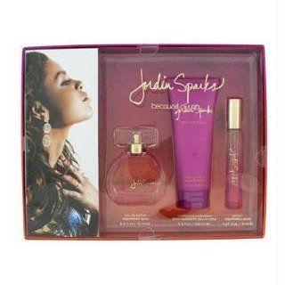 Jordin Sparks Because of You 3 piece Fragrance Set (Beautiful Fruity Fragrance) : Perfume Gift Sets For Teens : Beauty
