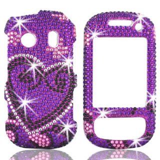 Talon Full Diamond Bling Phone Shell for Samsung M350 Seek   Sprint/Boost Mobile   1 Pack   Retail Packaging   Purple Heart: Cell Phones & Accessories