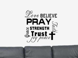 Love Believe Pray Strength Trust Faith Vinyl Wall Art Decal Sticker Home Decor   Positive Wall Decal