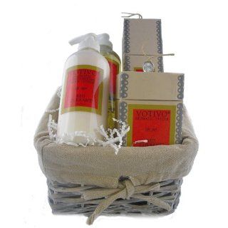 Votivo Red Currant Gift Basket   4 Items : Bath And Shower Product Sets : Beauty