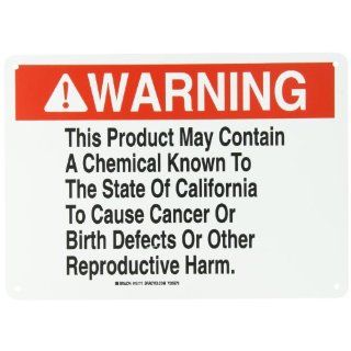 Brady 18171 Plastic, 10" X14" Warning Sign Legend, "This Product May Contain A Chemical Known To The State Of California To?": Industrial Warning Signs: Industrial & Scientific