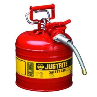 Justrite AccuFlow 7220120 Type II Galvanized Steel Safety Can, 2 Gallons Capacity, Red