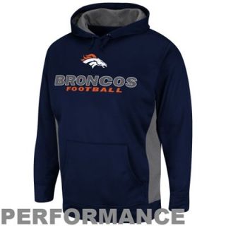 Denver Broncos Gridiron V Pullover Performance Hoodie   Navy Blue
