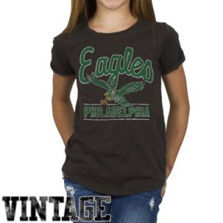 Junk Food Philadelphia Eagles Youth Girls Kickoff T Shirt   Charcoal