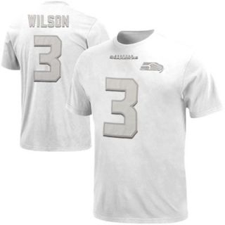Russell Wilson Seattle Seahawks White on White Name and Number T Shirt   White