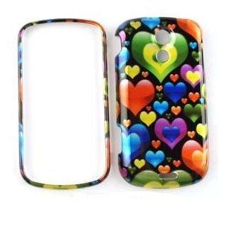 SAMSUNG EPIC 4G Transparent Design Colorful Hearts in Different Sizes HARD PROTECTOR COVER CASE / SNAP ON PERFECT FIT CASE Cell Phones & Accessories