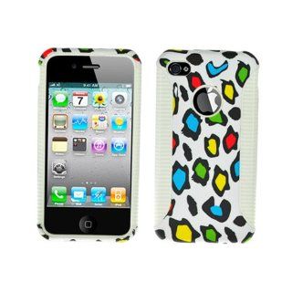 Soft Skin Case Fits Apple iPhone 4 4S Rainbow Leopard Inner White Outer Hybrid Case AT&T (does NOT fit Apple iPhone or iPhone 3G/3GS or iPhone 5/5S/5C): Cell Phones & Accessories