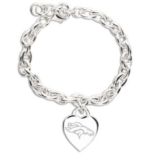 Denver Broncos Ladies Silver Heart Charm Bracelet