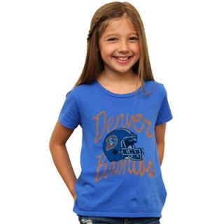 Junk Food Denver Broncos Youth Girls Game Day Glitter Premium T Shirt   Royal Blue