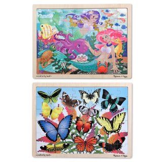Melissa & Doug Jigsaw Puzzle Bundle contains Mermaids and Butterflies, 48 Piece: Toys & Games