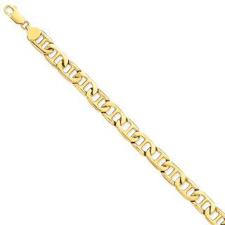 14k Yellow Gold Men Solid Anchor Link Chain Bracelet   Fine Jewelry Gift: Jewelry