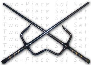 SAI 19 BK. 19" Black Sai Set This sai set has black & gold wrapped handles. Each sai is 19" knife blade weapon Panttttr : Hunting Fixed Blade Knives : Sports & Outdoors
