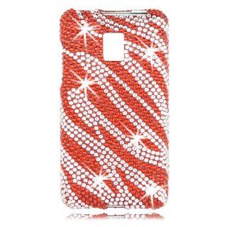 Talon Full Diamond Bling Phone Shell for LG Optimus 2X, P990, and G2X   Zebra   Red   T Mobile   1 Pack   Case   Retail Packaging   Red/Silver: Cell Phones & Accessories