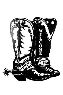 Metal Western Cowboy Boots Wall Art Decor Silhouette : Wall Sculptures : Everything Else