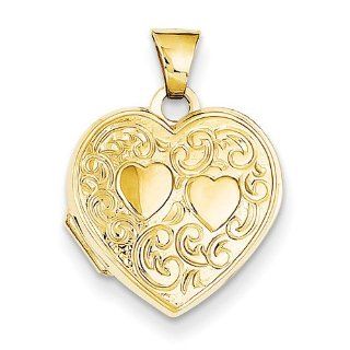 2 Hearts 14K Gold Heart Locket: Locket Necklaces: Jewelry