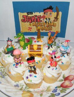 Disney Jake and the Never Land Pirates Figure Cake Toppers / Cupcake Party Favor Decorations Set of 9 : Pirate Cup Cake Toppers : Everything Else