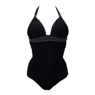 Rhineston Studded Halter One Piece Bathing Suit at  Womens Clothing store: Fashion One Piece Swimsuits