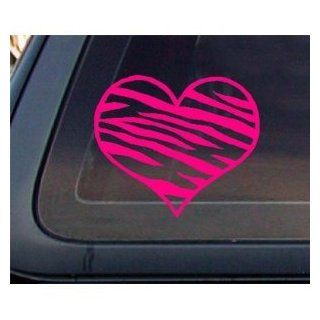 Zebra Print Heart 5.5" HOT PINK Car Decal / Window Sticker   NOTEBOOK, LAPTOP, WINDOW, WALL, CAR, TRUCK, MOTORCYCLE, ETC. Automotive