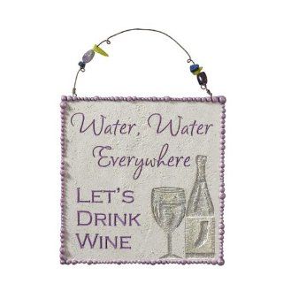 Beach Theme Message Plaque Water Water Everywhere Let's Drink Wine   Decorative Plaques