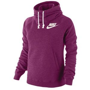 Nike Rally Funnel Neck PO Hoodie   Womens   Casual   Clothing   Raspberry Red/Sail