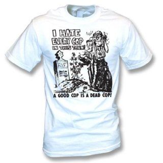 I Hate Every Cop In This Town(As Worn By Nick Cave) T shirt, Color White: Sports & Outdoors