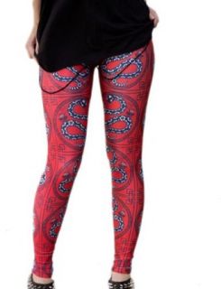 Pink Queen Red Chinese Style Snake Print Leggings Tights at  Womens Clothing store: Leggings Pants