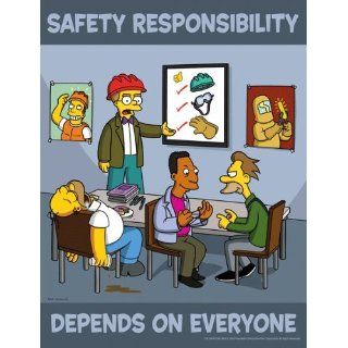 Simpsons Safety Responsibility Poster   Safety Responsibility Depends On Everyone: Industrial Warning Signs: Industrial & Scientific