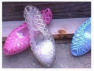 Three pair of the Original 80's Jellies, Two Pair Children size 10 and one pair of size 11 to grow on. You will receive an assortment of Ice Clear, Lilac and Blue of the GO EVERYWHERE FUN VINTAGE JELLIE SHOES: Toys & Games
