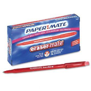 / PAP39201 / Eraser Mate Stick Ballpoint Pen, Red Barrel/Ink, Med Point, 1.0 mm / Sold as 1 DZ : Everything Else