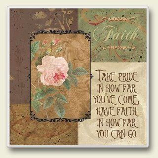 Faith Take Pride in How Far You've Come Absorbastone Single Coaster: Kitchen & Dining