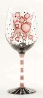 Pink Poodle Wine Glass Set 2 Pieces: Kitchen & Dining