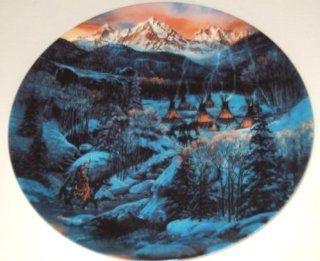 The Bradford Exchange: Fifth Issue in THE FACES OF NATURE Collection "TWO BEARS CAMP" by Julie Kramer Cole and Issued on W.S. George Fine China   Limited Edition Decorative Plate Native American Design  