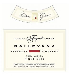 Baileyana Grand Firepeak Cuvee Pinot Noir 2010: Wine