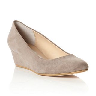 Dune Dune taupe suede adjust low wedge almond toe court shoe