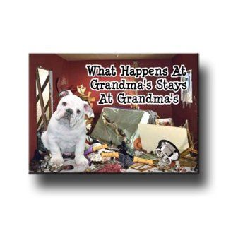English Bulldog What Happens At Grandma's Fridge Magnet # 3 : Refrigerator Magnets : Everything Else