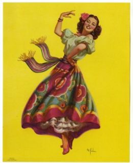 Art Frahm Spanish Dancer 1940s Pin Up Print Vintage Goes Litho Company: Entertainment Collectibles