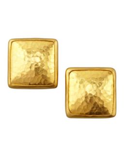 Amulet 24k Gold Square Stud Earrings   Gurhan   Gold (24K )