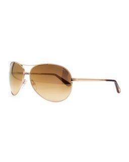 Charles Metal Aviator Sunglasses, Rose Golden   Tom Ford   Rose gold